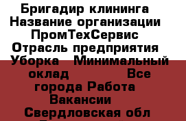 Бригадир клининга › Название организации ­ ПромТехСервис › Отрасль предприятия ­ Уборка › Минимальный оклад ­ 30 000 - Все города Работа » Вакансии   . Свердловская обл.,Березовский г.